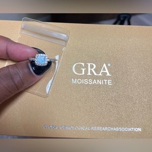 Opal and Moissanite Ring